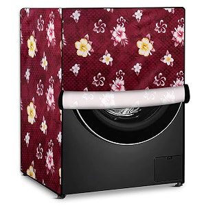 stylista pvc washing machine cover compatible for samsung 7 kg fully-automatic front loading ww70t552dax floral pattern red
