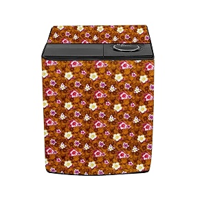 stylista polyester washing machine cover compatible for samsung 65 kg semi-automatic top loading wt665qpndrp floral yellow