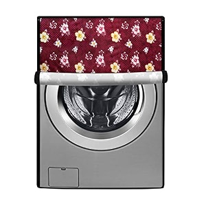 stylista washing machine cover compatible for samsung 8 kg fully-automatic front loading ww80t504dan floral pattern red