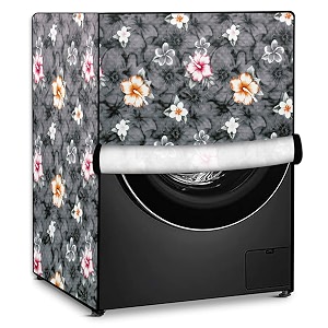 stylista pvc washing machine cover compatible for samsung 65 kg fully-automatic front loading ww66r22ek0s floral pattern grey