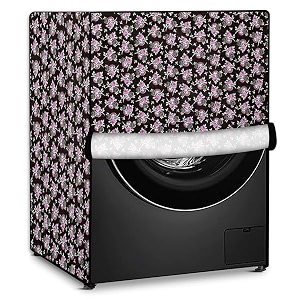 stylista pvc washing machine cover compatible for samsung 7 kg fully-automatic front loading ww70j42e0kw floral pattern multicolor