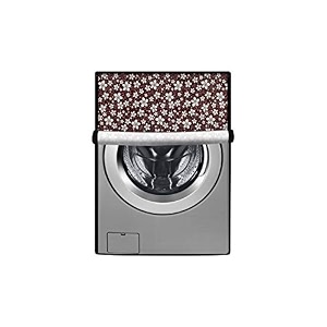 stylista pvc washing machine cover compatible for samsung 7 kg fully-automatic front loading ww70j42e0iw floral pattern brown