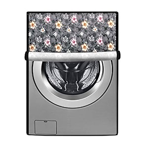 stylista washing machine cover compatible for samsung 10 kg fully-automatic front loading ww10n641rbx floral pattern grey