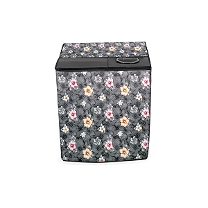 stylista pvc washing machine cover compatible for samsung 115 kg semi-automatic top loading wt11a4600ll floral pattern grey