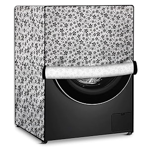 stylista pvc washing machine cover compatible for samsung 65 kg fully-automatic front loading ww66r22ek0x floral pattern grey