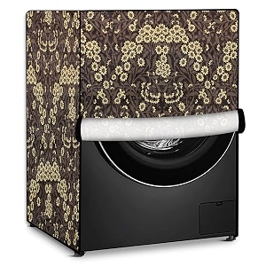stylista pvc washing machine cover compatible for samsung 6 kg fully-automatic front loading wf600b0btwq floral pattern brown