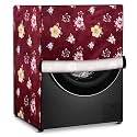 Stylista PVC Washing Machine Cover Compatible for Samsung 7 Kg Fully-Automatic Front Loading WW70T552DAX, Floral Pattern Red