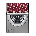 Stylista Washing Machine Cover Compatible for Samsung 8 Kg Fully-Automatic Front Loading WW80T504DAN, Floral Pattern Red