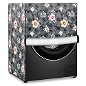 Stylista PVC Washing Machine Cover Compatible for Samsung 8 Kg Fully-Automatic Front Loading WW81J44G0IW, Floral Pattern Grey