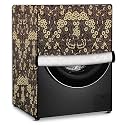 Stylista PVC Washing Machine Cover Compatible for Samsung 7 Kg Fully-Automatic Front Loading WW70T4020EE, Floral Pattern Brown