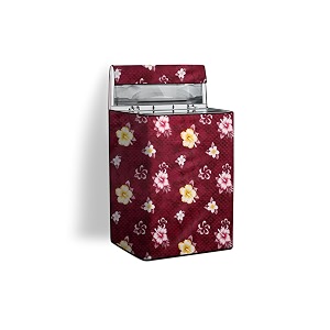 stylista polyester washing machine cover compatible for whirlpool 75 kg fully-automatic top loading 360 bloomwash pro floral red