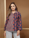 Stylum Casual Printed Women Dark Blue Top