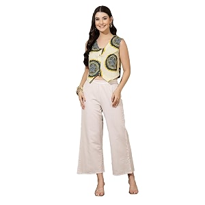 Stylum Womens Bandhej Printed Rayon Peplum Top