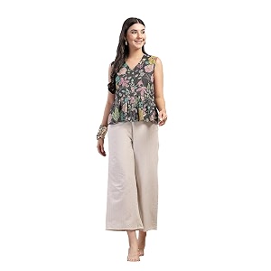 Stylum Womens Black Floral Printed Katha Cotton