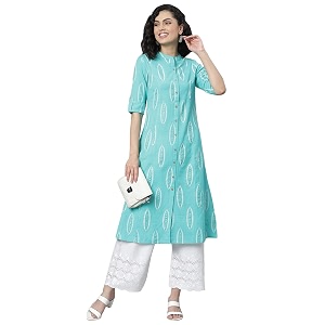 Stylum Womens Block Printed Rayon A-Line Regular