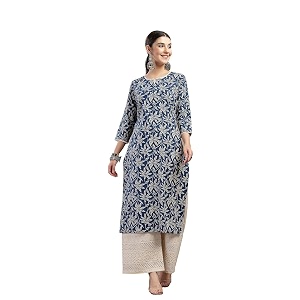 Stylum Womens Blue Floral Printed Cotton Straight