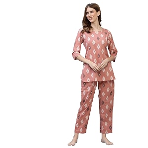 Stylum Womens Cotton Ikat Print Rayon Pajama