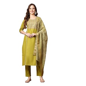 Stylum Womens Embroidered Cotton Blend Straight Kurta