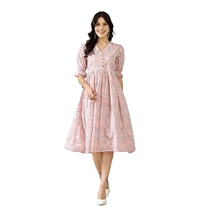 Stylum Womens Ethnic Printed Cotton Flared Dress