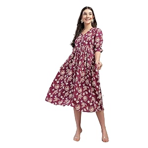 Stylum Womens Ethnic Printed Cotton Flared Dress