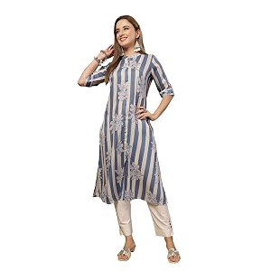 Stylum Womens Floral Printed Rayon A-Line Kurta