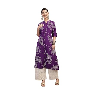 Stylum Womens Floral Printed Rayon A-Line Kurta