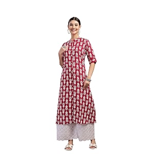 Stylum Womens Floral Printed Rayon A-Line Kurta