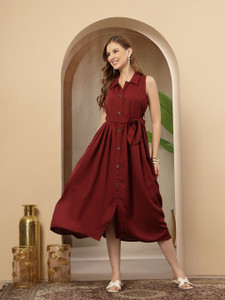Stylum Women A-line Maroon Maxi Full Length