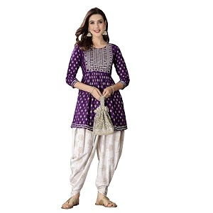 Stylum Womens Printed Embroidered Rayon A-Line