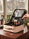 Stysol Portable Cosmetic Organizer with Shoulder Straps Multi Functional Cosmetic Bag Make up, Jewelry, Toiletries, Shaving Kit Vanity Box
