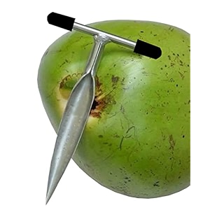 styxon stainless steel coconut opener for fresh green young coconut water - works with peeled thai young white coconuts 16 x 6 x 15 cm silver - pack- 1 pack 1