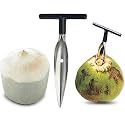 Styxon Stainless Steel Coconut Opener for Fresh Green Young Water - Works With Peeled Thai White Coconuts - Open in Seconds Super Safe Easy and Fast