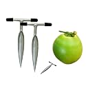 Styxon Stainless Steel Coconut Opener for Fresh Green Young Coconut Water - Works with Peeled Thai Young White Coconuts, 16 X 6 X 1.5 cm, Silver - (Pack- 2)
