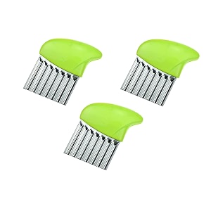 styxon stainless steel vegetable wavy chopper cutter french fry slicer  18 x 11 x 1 cm  pack 3  multicolor