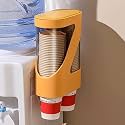 Styxon Wall-Mounted Disposable Cup Dispenser with Dustproof Cover Self Adhesive Pull Type Double Tube Water Paper Cup Holder Wall Mount Cup Rack for Home & Kitchen - Random Color