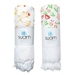 suam aruba cotton towel - 100 cotton  quick absorption for beach pool travel spa amp yoga  printed cotton towel - standard size saffron amp peach pack of 2