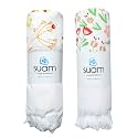 Suam Aruba Cotton Towel - 100% Cotton | Quick Absorption for Beach, Pool, Travel, Spa &amp; Yoga | Printed Cotton Towel - Standard Size |Saffron &amp; Peach, Pack of 2