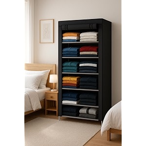 SUBEKYU Foldable Wardrobe for Clothes Microfiber Non-Woven