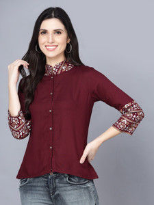 SUBH LAXMI Casual Printed Women Brown Top