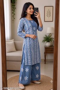 SUBHAN CLOTHING Women Khadi Cotton Kurta Palazzo