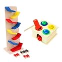 2 in 1 Combo Set - Eco-Friendly Slippery Car Track with 3 Cars &amp; Hammer and Ball Toy - Creative Play Multi-Color Educational Playset for Toddlers, Ideal Gift for Kids Aged 3+ Years