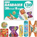 Sublaga 30 Style Kids Cartoon Bandages, 130 Pcs Bandage Kids Variety Pack, Bandage Various Sizes for Boy and Girl, Colorful Knuckle Bandages, Cute Cartoon Fingertip Adhesive for Minor Cuts