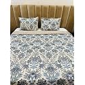 Premium Cotton Feel Quilted Bedcover for King Size Bed with 2 Pillow Covers - Decorative Bed Cover/Quilted Bedspread Bedsheet, Aqua Leaves
