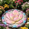Succulent Pattern Cement Stepping Stones 0.75 * 10 * 10 Inch