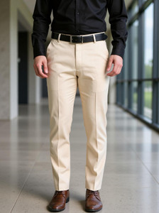 Sucheh Gwalior Regular Fit Men Beige Trousers