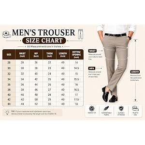SUCHEH Mens Reguler Fit Polycotton Trouser Pants
