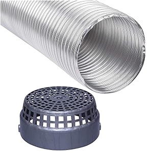 4 inch flexible aluminium duct pipe chimney exhaust pipe with cowl cover upto 10 feet extended silver aluminum suction chimney pipe