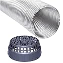 4 Inch Flexible Aluminium Duct Pipe Chimney Exhaust Pipe with Cowl Cover (Upto 10 feet Extended) Silver, Aluminum suction chimney pipe
