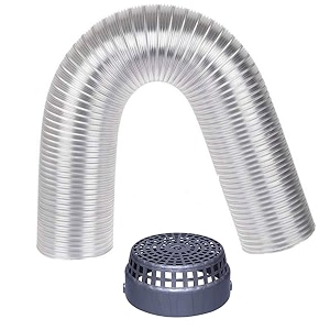 6 inch flexible aluminium duct pipe chimney exhaust pipe with cowl cover upto 10 feet extended silver aluminum suction chimney pipe
