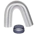 6 Inch Flexible Aluminium Duct Pipe Chimney Exhaust Pipe with Cowl Cover (Upto 10 feet Extended) Silver, Aluminum suction chimney pipe